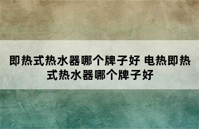 即热式热水器哪个牌子好 电热即热式热水器哪个牌子好